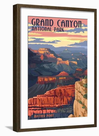 Grand Canyon National Park - Mather Point-Lantern Press-Framed Art Print