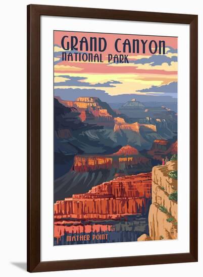 Grand Canyon National Park - Mather Point-Lantern Press-Framed Art Print