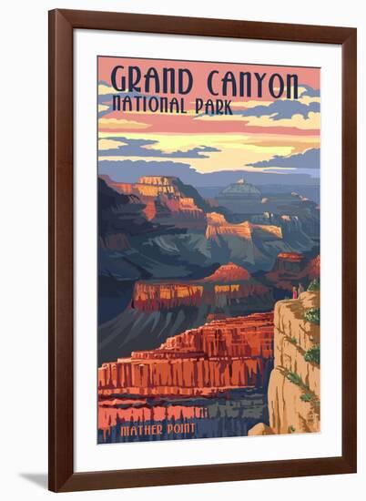 Grand Canyon National Park - Mather Point-Lantern Press-Framed Art Print