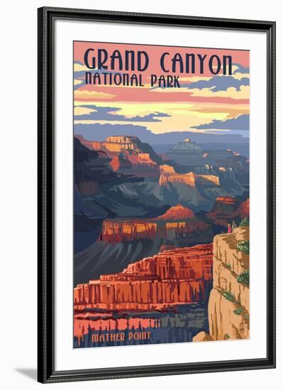 Grand Canyon National Park - Mather Point-Lantern Press-Framed Art Print