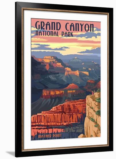 Grand Canyon National Park - Mather Point-Lantern Press-Framed Art Print