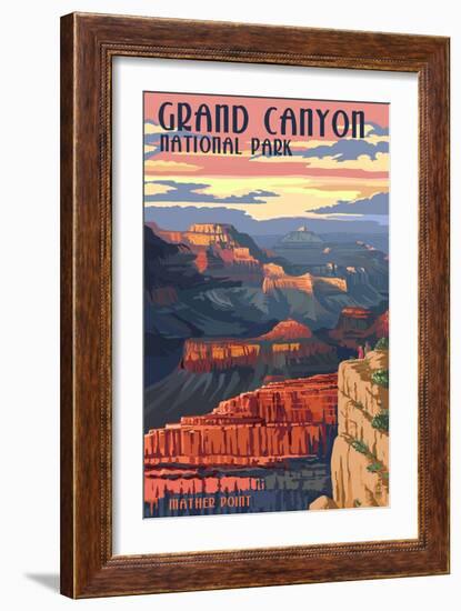 Grand Canyon National Park - Mather Point-Lantern Press-Framed Art Print