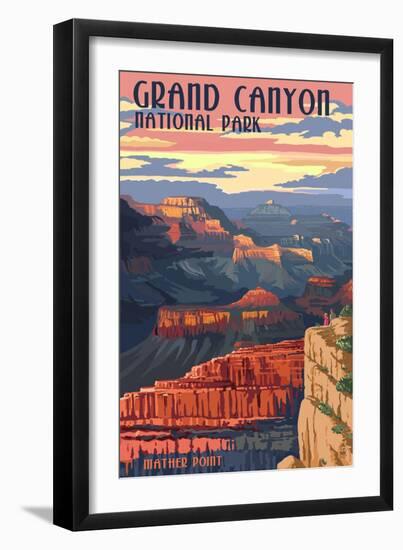 Grand Canyon National Park - Mather Point-Lantern Press-Framed Art Print