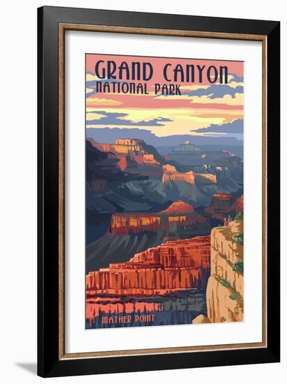 Grand Canyon National Park - Mather Point-Lantern Press-Framed Art Print