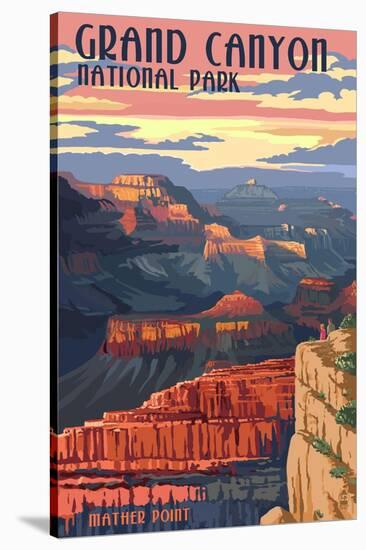 Grand Canyon National Park - Mather Point-Lantern Press-Stretched Canvas