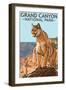 Grand Canyon National Park - Mountain Lion-Lantern Press-Framed Art Print