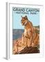 Grand Canyon National Park - Mountain Lion-Lantern Press-Framed Art Print