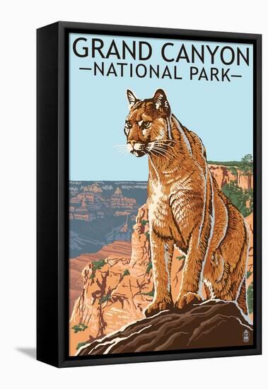 Grand Canyon National Park - Mountain Lion-Lantern Press-Framed Stretched Canvas