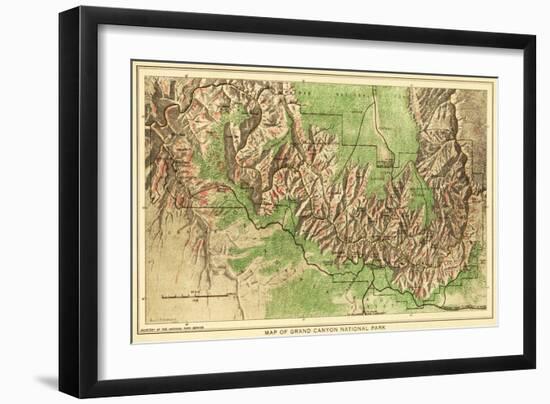 Grand Canyon National Park - Panoramic Map-Lantern Press-Framed Art Print