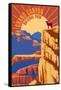 Grand Canyon National Park - Psychedelic-Lantern Press-Framed Stretched Canvas