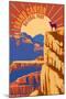 Grand Canyon National Park - Psychedelic-Lantern Press-Mounted Art Print