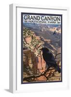 Grand Canyon National Park - Ravens at South Rim-Lantern Press-Framed Art Print