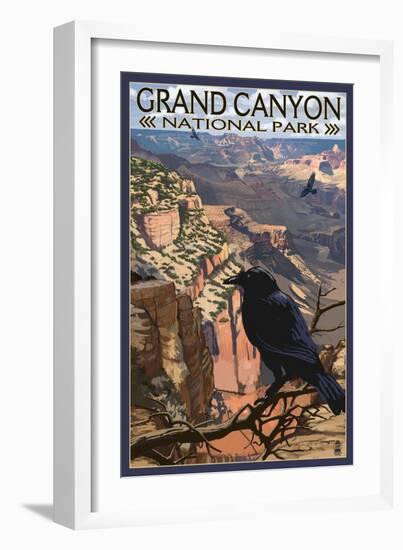 Grand Canyon National Park - Ravens at South Rim-Lantern Press-Framed Art Print