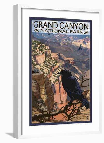 Grand Canyon National Park - Ravens at South Rim-Lantern Press-Framed Art Print