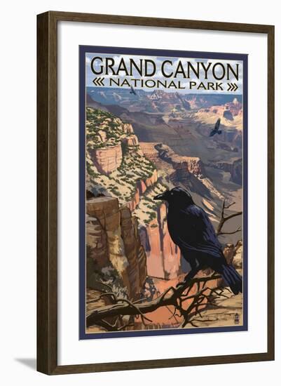 Grand Canyon National Park - Ravens at South Rim-Lantern Press-Framed Art Print