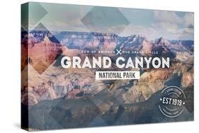 Grand Canyon National Park - Rubber Stamp-Lantern Press-Stretched Canvas