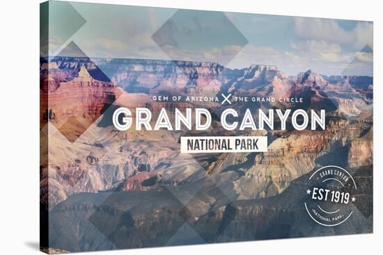 Grand Canyon National Park - Rubber Stamp-Lantern Press-Stretched Canvas