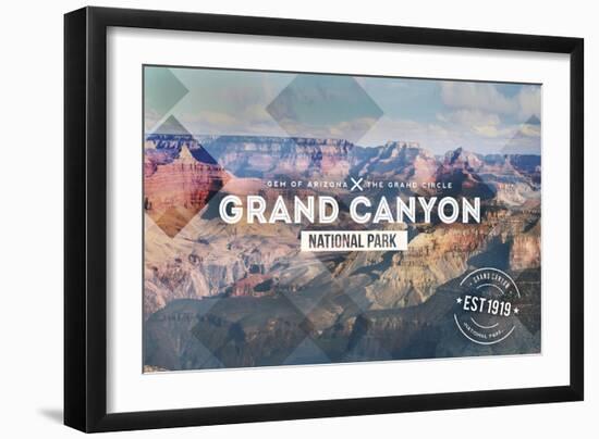 Grand Canyon National Park - Rubber Stamp-Lantern Press-Framed Art Print