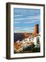 Grand Canyon National Park - Watchtower and Snow-Lantern Press-Framed Art Print
