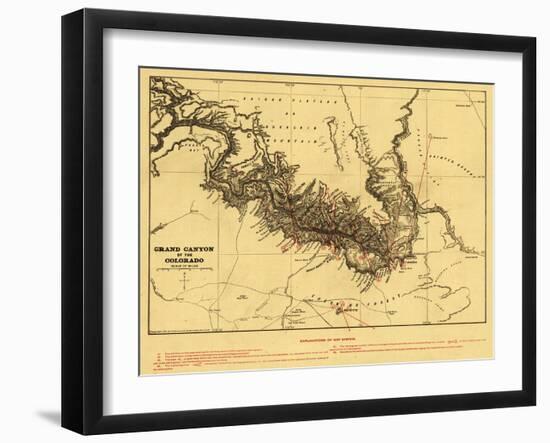 Grand Canyon of Colorado River - Panoramic Map-Lantern Press-Framed Art Print