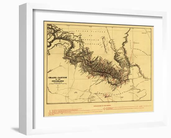 Grand Canyon of Colorado River - Panoramic Map-Lantern Press-Framed Art Print