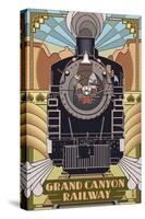 Grand Canyon Railway, Arizona - Deco Design-Lantern Press-Stretched Canvas