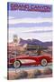 Grand Canyon Railway, Arizona - Route 66 - Corvette with Red Rocks-Lantern Press-Stretched Canvas