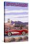 Grand Canyon Railway, Arizona - Route 66 - Corvette with Red Rocks-Lantern Press-Stretched Canvas