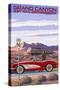 Grand Canyon Railway, Arizona - Route 66 - Corvette with Red Rocks-Lantern Press-Stretched Canvas