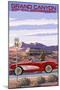 Grand Canyon Railway, Arizona - Route 66 - Corvette with Red Rocks-Lantern Press-Mounted Art Print
