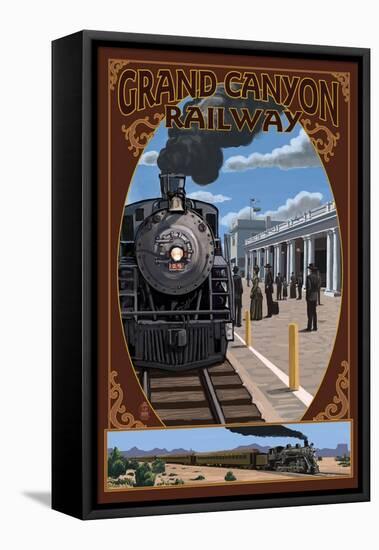 Grand Canyon Railway, Arizona - Williams Depot-Lantern Press-Framed Stretched Canvas