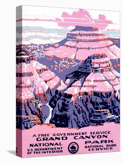 Grand Canyon Vintage National Park Travel Poster-null-Stretched Canvas