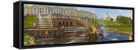 Grand Cascade Fountain in Front of the Peterhof Grand Palace, Petrodvorets, St. Petersburg, Russia-null-Framed Stretched Canvas