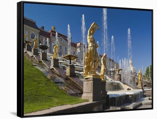 Grand Cascade Fountains, Peterhof, Saint Petersburg, Russia-Walter Bibikow-Framed Stretched Canvas