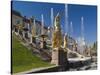 Grand Cascade Fountains, Peterhof, Saint Petersburg, Russia-Walter Bibikow-Stretched Canvas