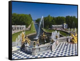 Grand Cascade Fountains, Peterhof, Saint Petersburg, Russia-Walter Bibikow-Framed Stretched Canvas