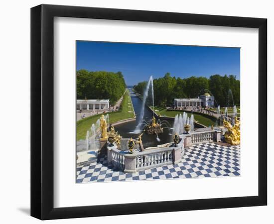 Grand Cascade Fountains, Peterhof, Saint Petersburg, Russia-Walter Bibikow-Framed Photographic Print