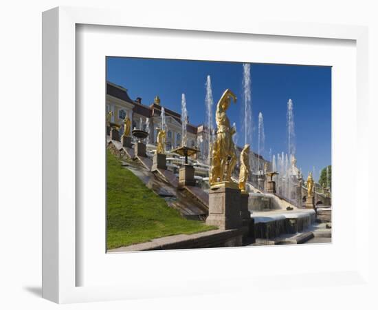 Grand Cascade Fountains, Peterhof, Saint Petersburg, Russia-Walter Bibikow-Framed Photographic Print