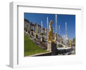 Grand Cascade Fountains, Peterhof, Saint Petersburg, Russia-Walter Bibikow-Framed Photographic Print