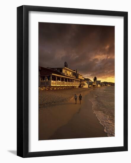 Grand Case, Il Nettuno and Beach at Sunset, St. Martin, French West Indies, Caribbean-Walter Bibikow-Framed Photographic Print