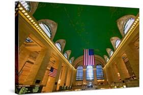 Grand Central Station panoramic view with American Flag at Amtrak Station in New York City, NY-null-Stretched Canvas