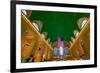 Grand Central Station panoramic view with American Flag at Amtrak Station in New York City, NY-null-Framed Photographic Print