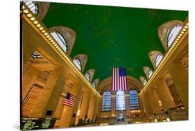 Grand Central Station panoramic view with American Flag at Amtrak Station in New York City, NY-null-Stretched Canvas