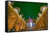 Grand Central Station panoramic view with American Flag at Amtrak Station in New York City, NY-null-Framed Stretched Canvas