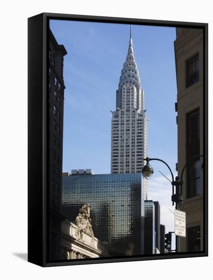 Grand Central Station Terminal Building and the Chrysler Building, New York, USA-Amanda Hall-Framed Stretched Canvas