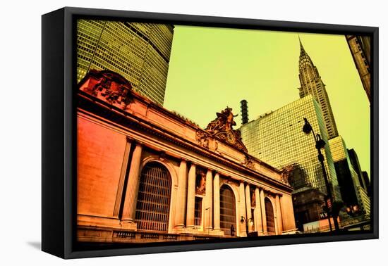 Grand Central Terminal with Chrysler Building, Manhattan, New Yo-Sabine Jacobs-Framed Stretched Canvas