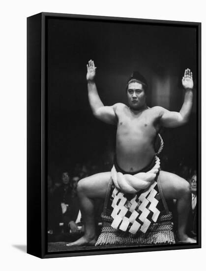 Grand Champion Sumo Wrestler, Taiho Performing Ring Ceremony Before Match-Bill Ray-Framed Stretched Canvas