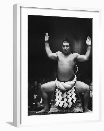 Grand Champion Sumo Wrestler, Taiho Performing Ring Ceremony Before Match-Bill Ray-Framed Premium Photographic Print