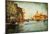 Grand Channel -Venice - Artwork In Painting Style-Maugli-l-Mounted Art Print