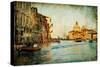 Grand Channel -Venice - Artwork In Painting Style-Maugli-l-Stretched Canvas